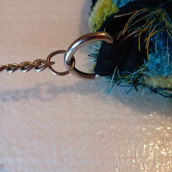 Vintage Retro Mod Topshot Purse Metal Chain Strap Carpet Fringe Small Geometric - Picture 11 of 16